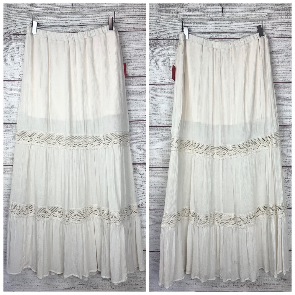 NWT Mossimo Bohemian Crochet Maxi Skirt